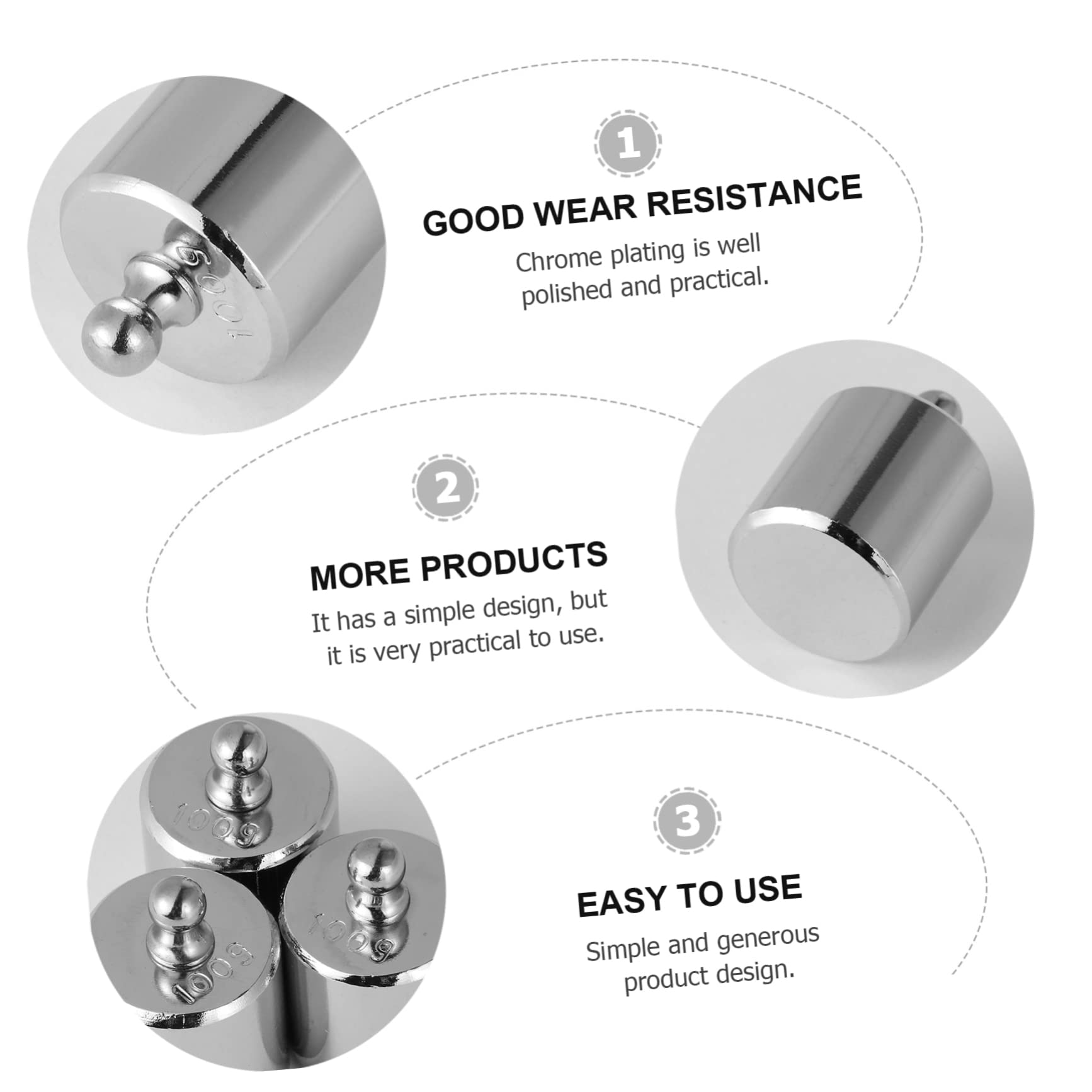 MAGICLULU Lot de 3 Poids D’étalonnage Chromés M2 de 100g, Instrument Pédagogique Précision pour Balance Électronique, Poids Calibrage Laboratoire Scientifique et Éducatif