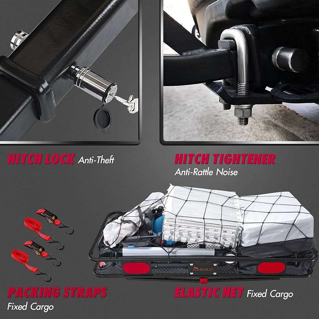 Buy KING BIRD Upgraded 60" x 24" x 6" Hitch Mount Folding Cargo Carrier