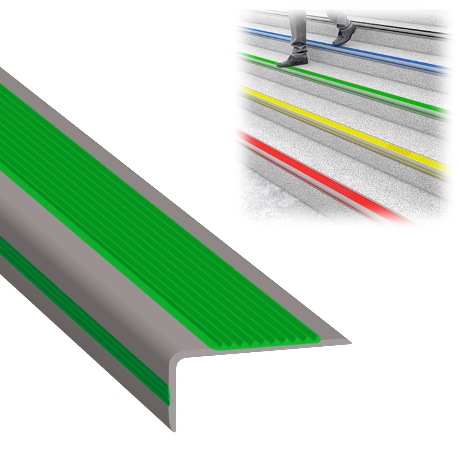 Perfil De Borde De Escalera, Cantonera Protector para Cantonera De Escalera, Autoadhesivo De Borde para Escaleras, Borde De La Esquina De Seguridad, Fácil De Instalar Antideslizante Tiras(Green,2m)