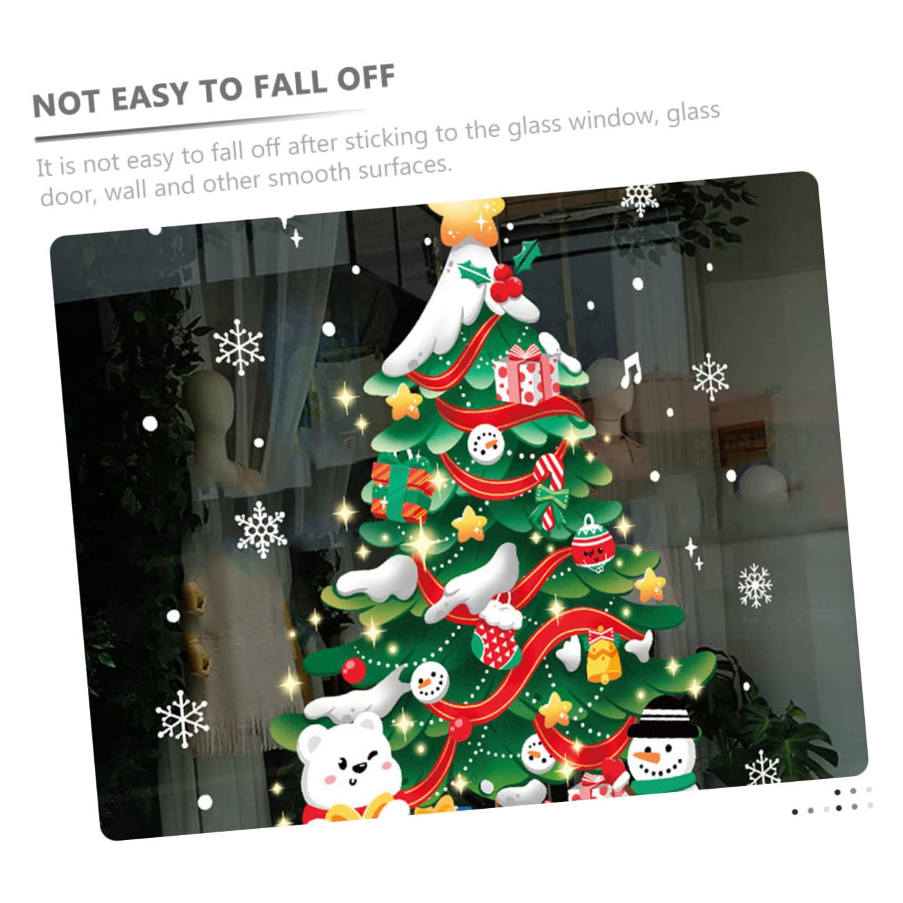 Cabilock 5 Hojas De Pegatinas Para Árboles De Navidad Luces Navideñas Para Ventanas Calcomanías Para Pared De Guardería Calcomanías Navideñas Para Ventanas Adornos Navideños Bolas