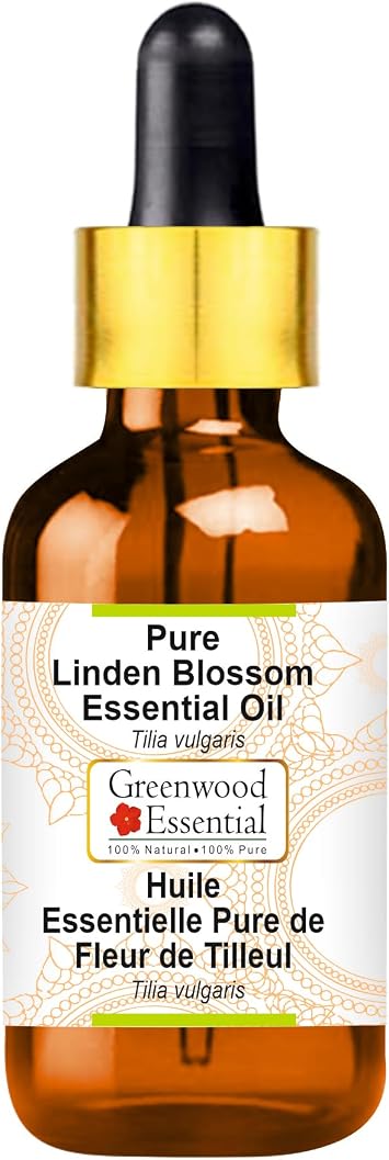 Greenwood Essential Linden Blossom Essential Oil Tilia vulgaris with Glass Dropper | Pure | Non-Sticky | Non-Greasy | Lightweight | Men & Women | All Skin Types | Steam Distilled 10ml 0.33 oz