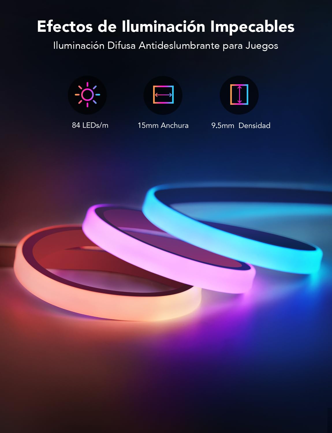 Govee Tira LED Neon RGBIC 3m para Escritorio Gaming, Luces Cortables | Sincronización Razer Chroma, Control App Inteligente, Compatible con Alexa, Adaptador incluido, solo WiFi 2.4G