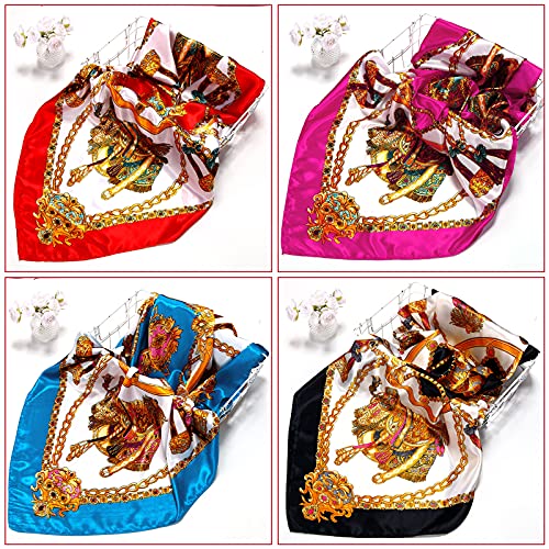 Honoson 4 Pcs 35 Inch Satin Head Scarf for Women's Hair Square Bandanas Large Silk Scarves for Sleeping4