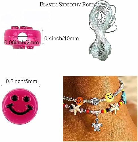 Miniatura 5 de 200 cuentas de cara sonriente, cuentas espaciadoras de cara feliz para bricolaje, joyas, pulseras, aretes, collares, suministros de fabricación de