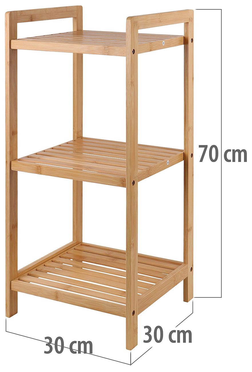 Rosenstein & Söhne mensola da Bagno: Scaffale da Terra in bambù, Colori-bambù, 30 x 30 x 70 cm, 3 Ripiani (scaffale in, per Utensili Cucina, spezie)