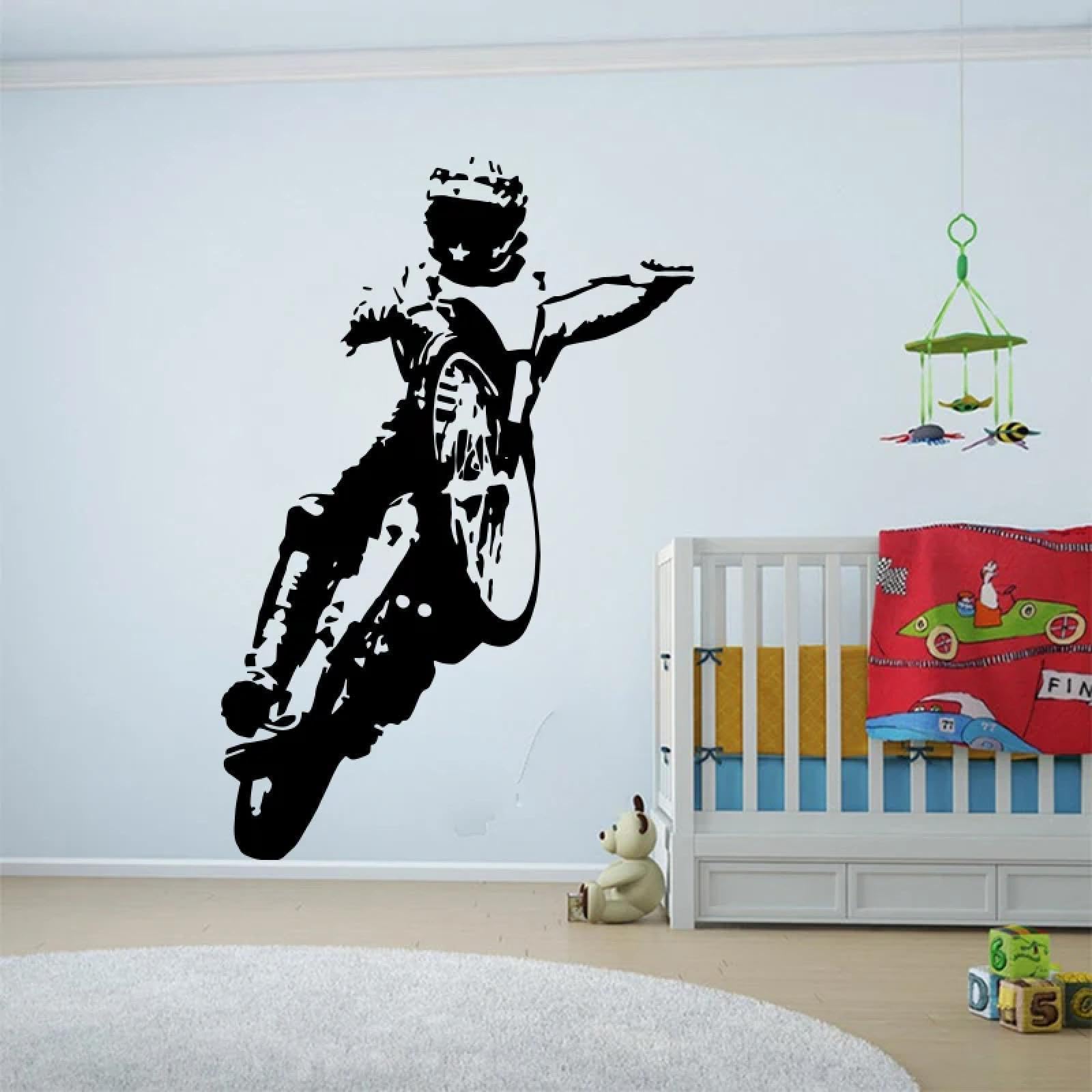 YOUOUSI Motorcycle Motocross Bike Stunt Skills Sports wall Decals Motorcycle Racing wall Decals Children's Room playroom Art Decals