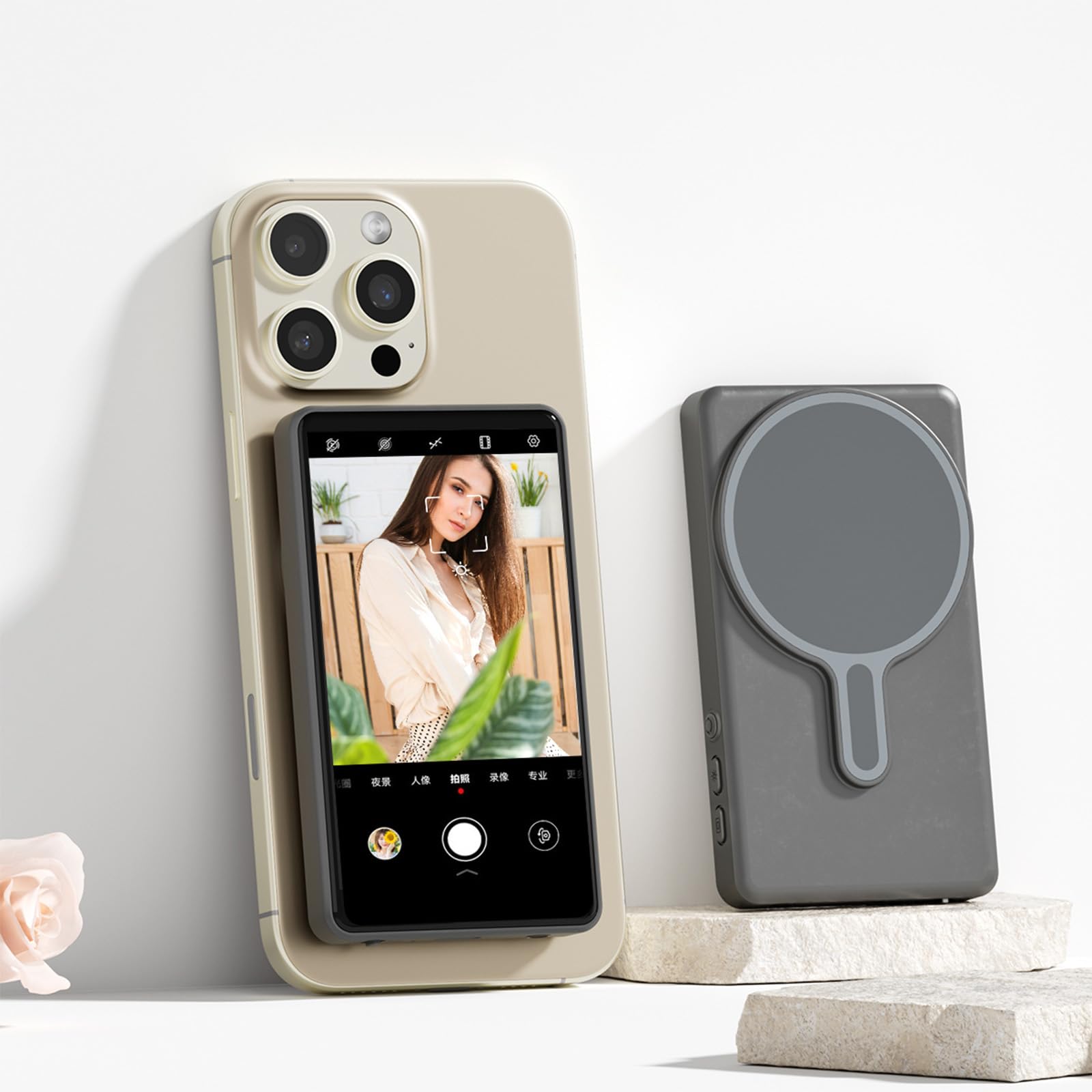 Handy-Selfie-Monitor-Bildschirm mit 3,5-mm-Stecker und Lautsprechern für Live-Stream-Monitore mit rückseitiger Kamera, tragbares Vlog-Inhaltserstellungswerkzeug