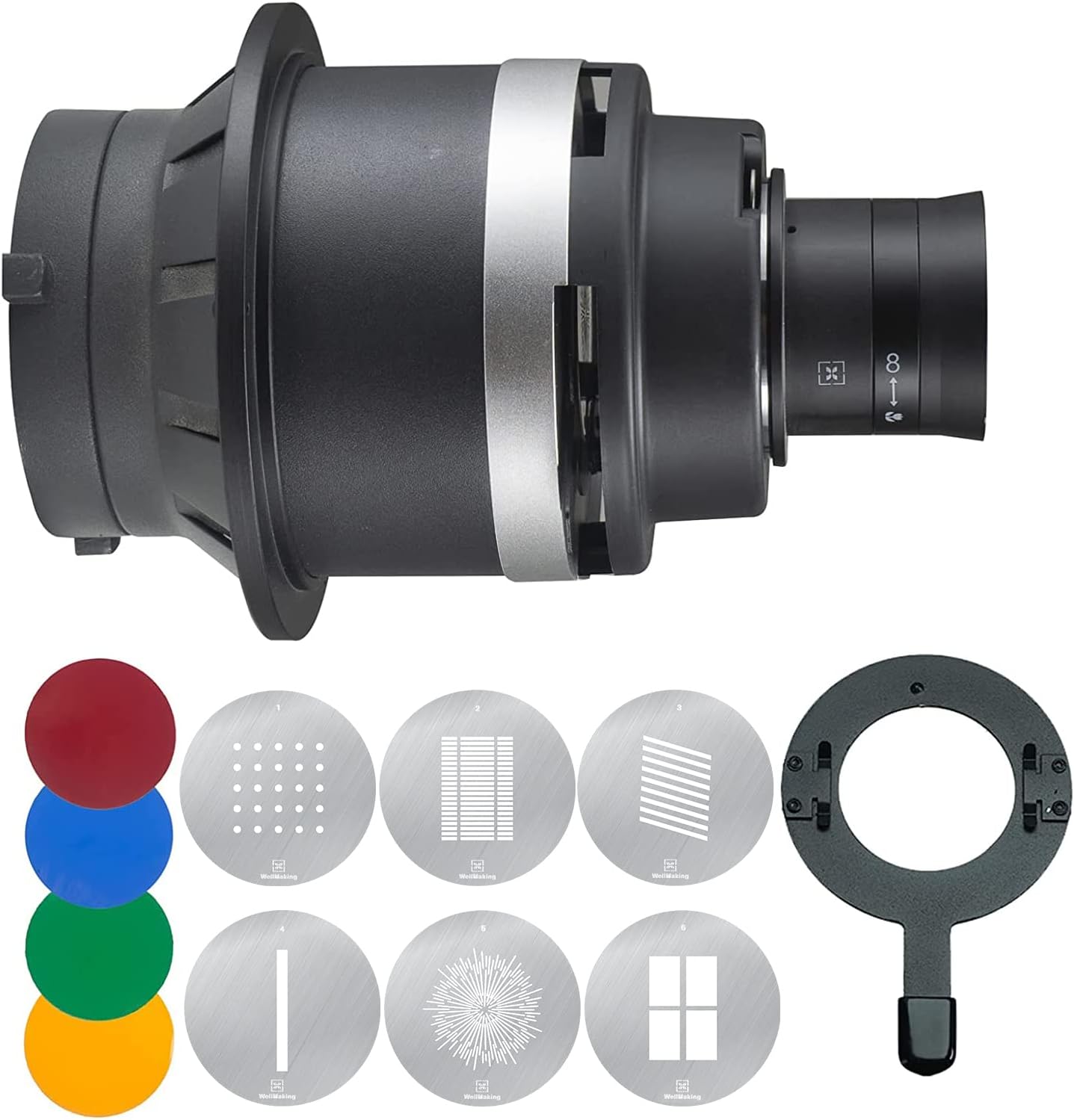 WELLMAKING S-90L Optical Snoot with Lens Condenser Bowens Mount Portable and Lightweight for Led Light, Light Control Photograph Device for Indoor/Outdoor Shooting Suit for LED Continuous Light only