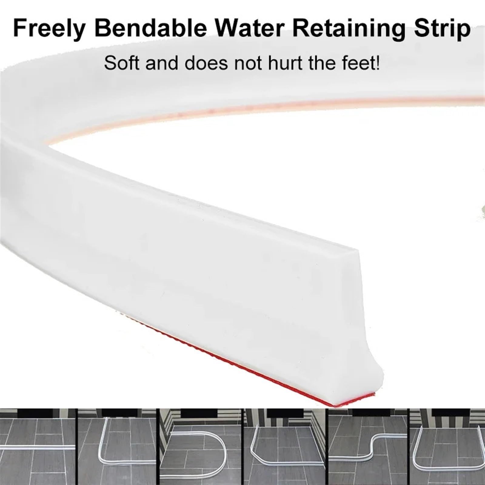 Schwallschutzleiste Badezimmer-Wasserstopper, 30 Mm Höhe, rutschfeste Wassertrennwand, Trocken- Und Nasstrennung, Hochwassersperre, Gummidamm, Silikon-Wasserblocker(Black,150cm)