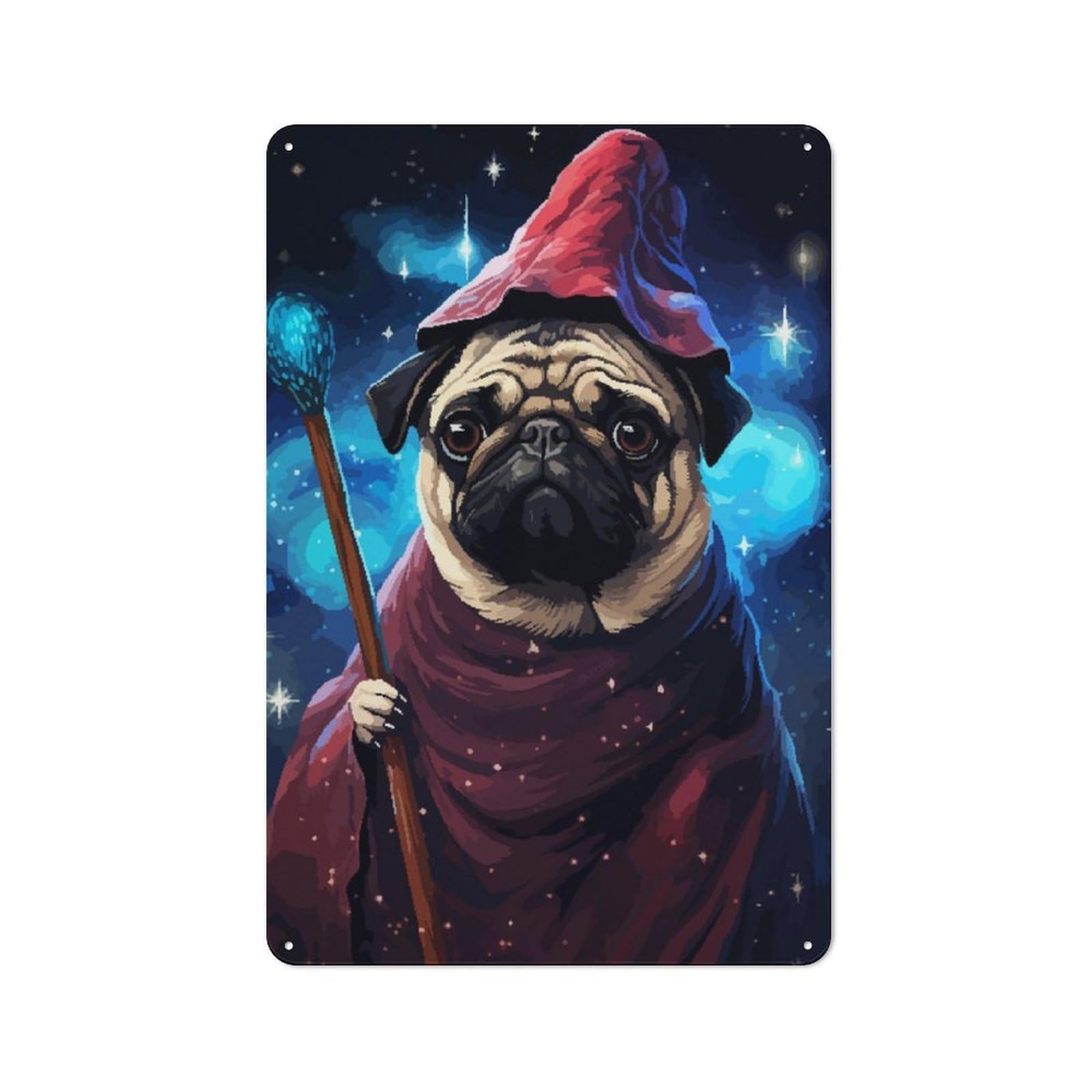 Junmoney Magic Pug Retro Pixel Art Tin Wall Plaque 30X20cm With For Dining Room Or Kitchen, For Vintage Wall Decor Fans, For Themed Room Decoration