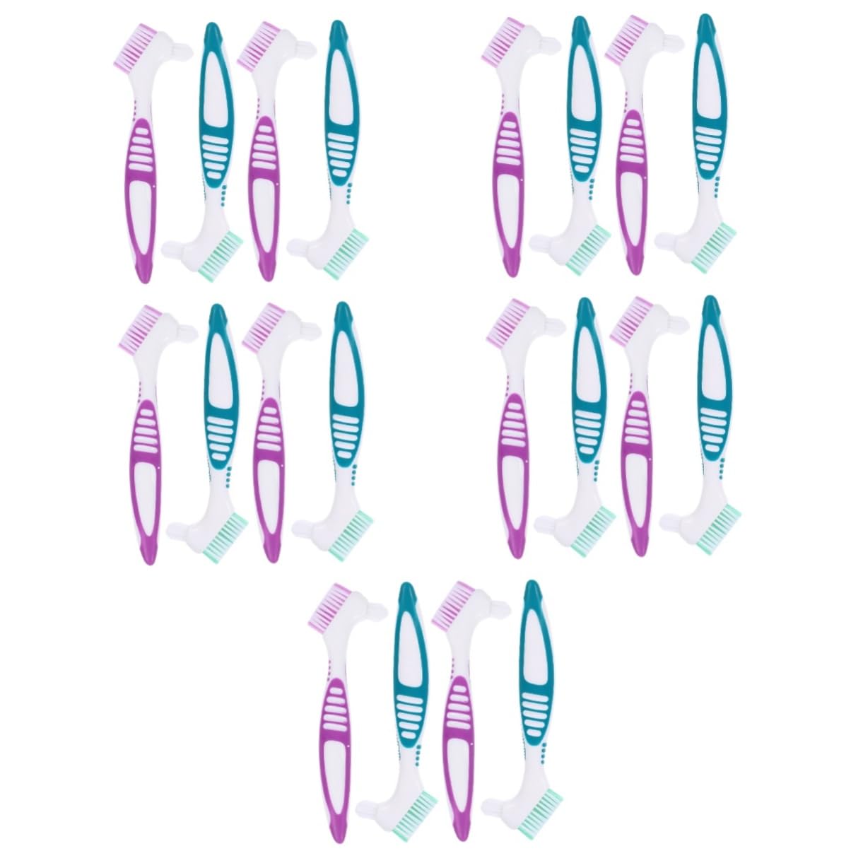 PACKOVE 20pezzi Spazzolino Per Dentiera Con Manico Antiscivolo Di Spazzole Per Pulizia Di Protesi e Apparecchi Ortodontici e Efficiente Per e Retainers