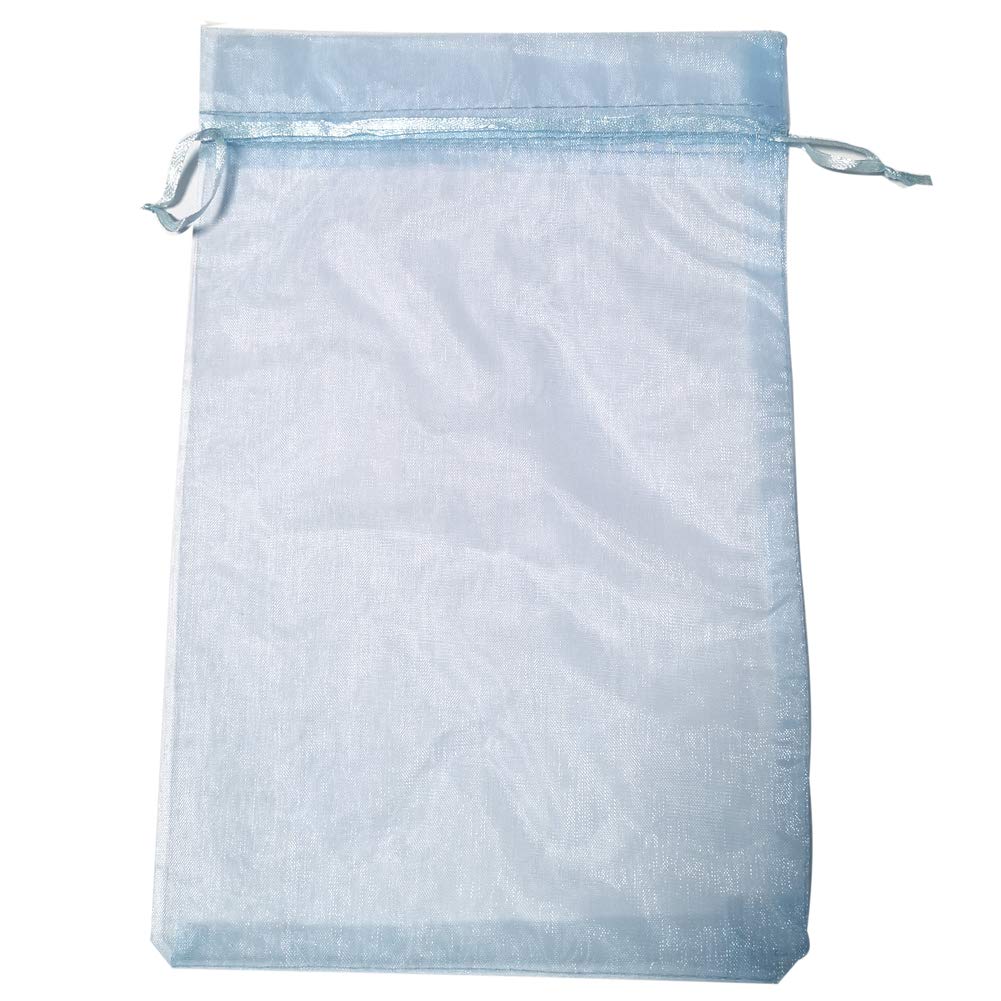 ATCG 50pcs 8x12 Inches Large Drawstring Organza Bags Decoration Festival Wedding Party Favor Makeup Pouches (Light Blue)