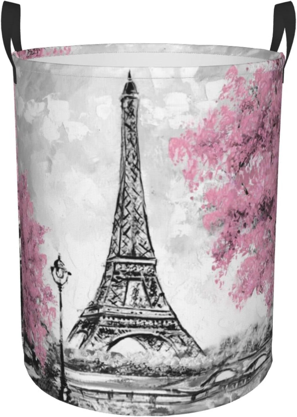 Gbuzozie 38l Round Laundry Hamper Retro Paris Eiffel Tower
