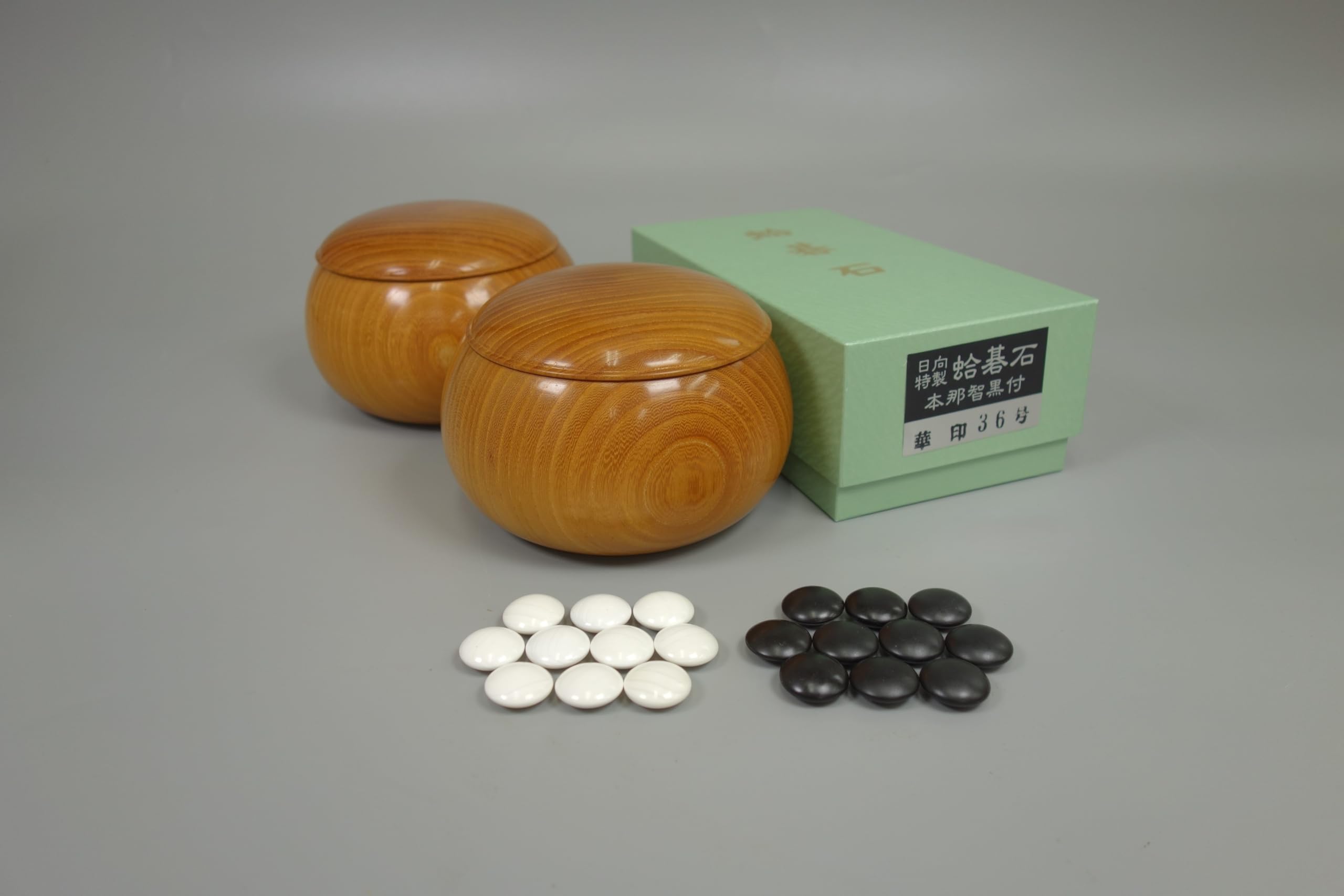 Amazon | AM126 本格蛤碁石・碁笥セット 【華印36号、欅碁笥特大 