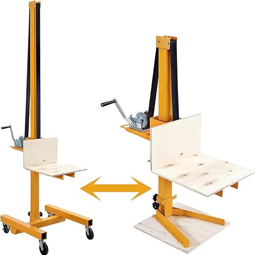 Manual Winch Stacker, 19.7" L X 15.7" W Platform with 9.4"-72" Adjustable Height, Heavy-Duty Steel Lite Load Lift Winch, Hand Winch Lift Truck for Shipping Facilities