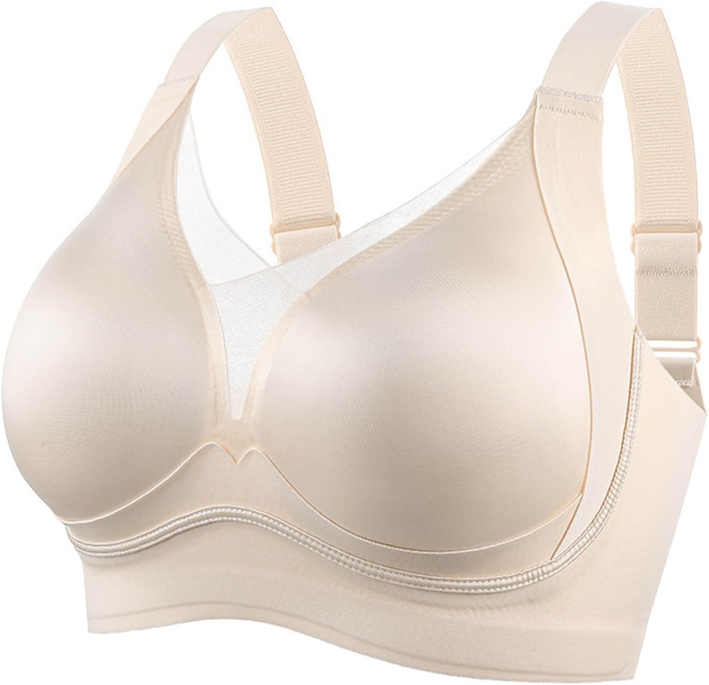Womens Wireless Bra Push Up Bra for Women Seamless No Underwire Bras Mesh V Neck Supportive Comfy Bralettes