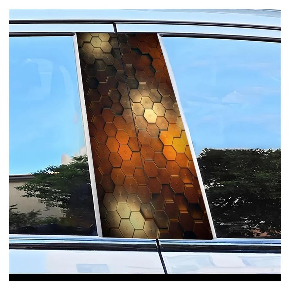 Dabhuoc One Color Car Parts 2Pcs Car Window Pillar Stickers Honeycomb Scratch Protection