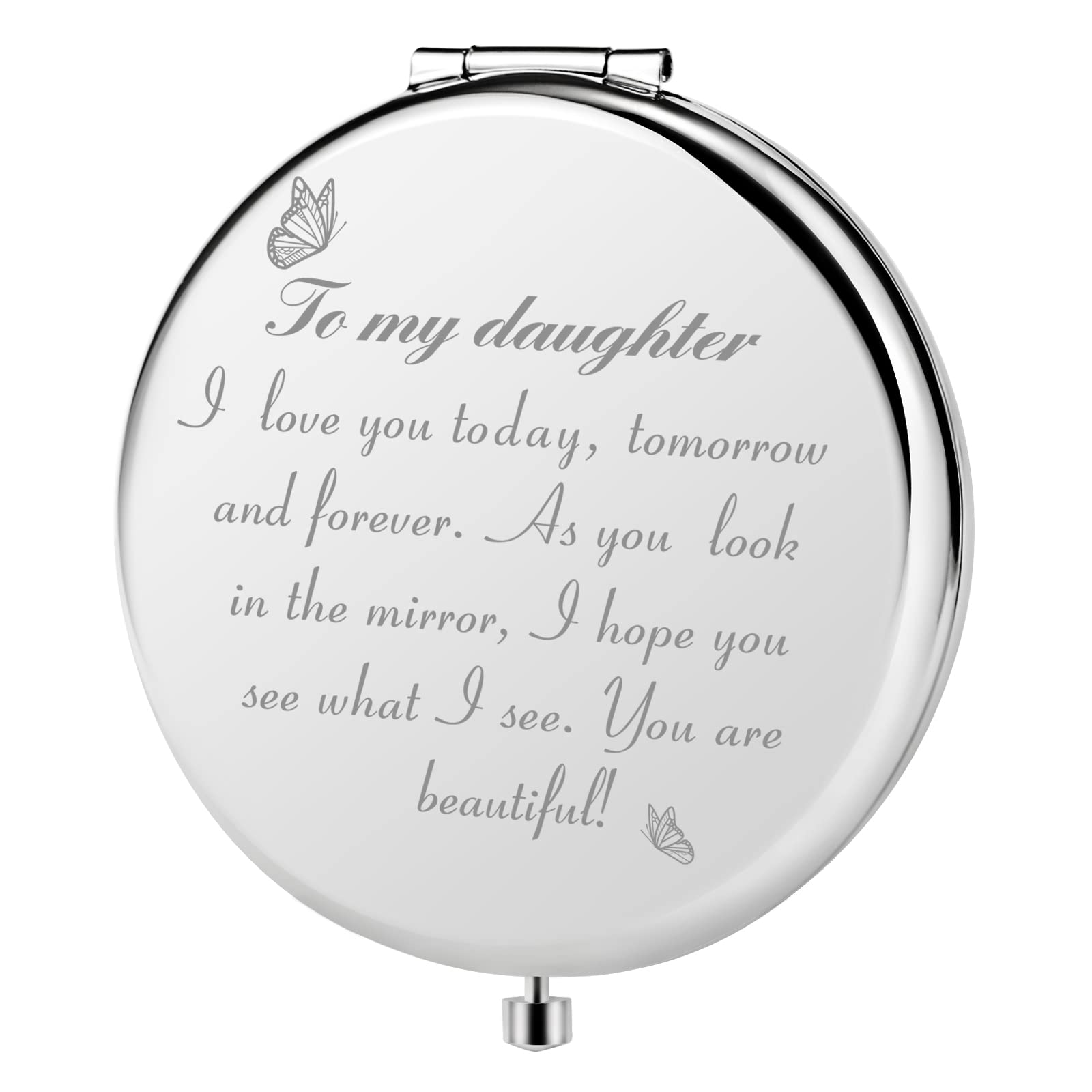 ZTA Daughter Gifts from Mom Dad, to My Daughter Engraved Makeup Compact Mirror for Birthday Wedding Valentines Day Mothers Day Graduation