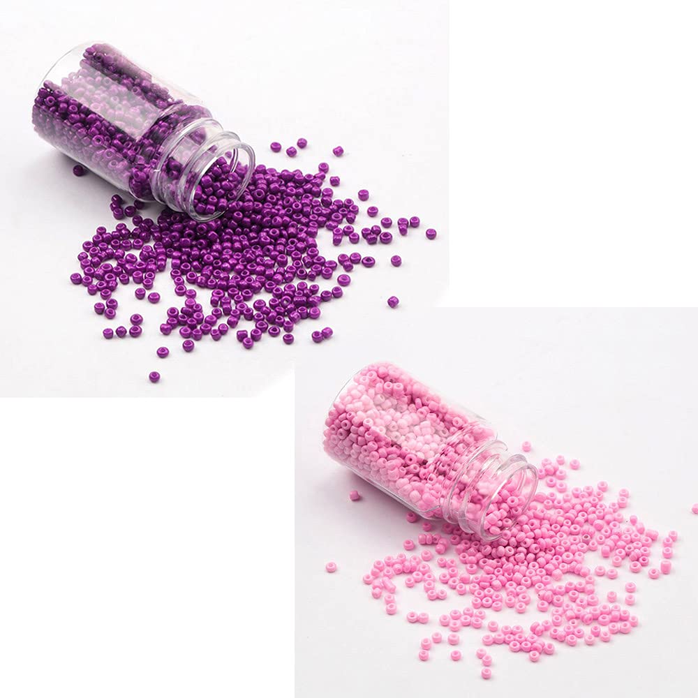 AN Sunshine Seed Beads Glass Poth Beads for DIY Projects Jewellery Making, Beading, Arts Craft & Embroidery (Size:11/0-2.0 Mm) Color : Purple Baby Pink