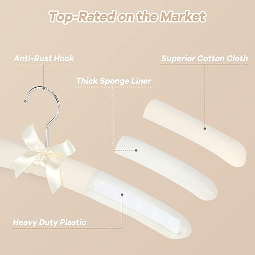 Miniatura 3 de Perchas acolchadas para ropa  Perchas de tela de alta calidad para abrigos, suéteres, vestidos de novia, armario, perchas de ropa resistentes