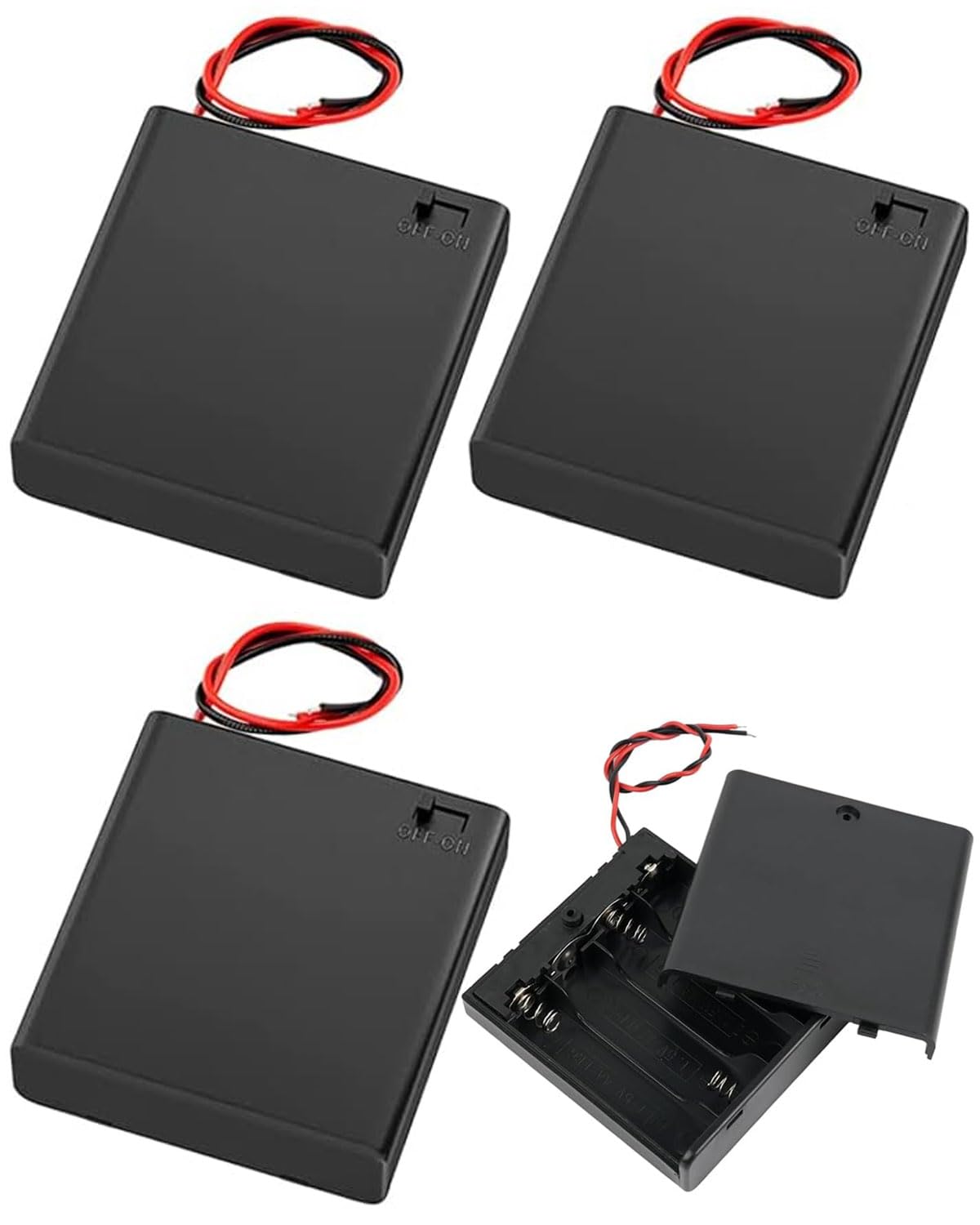 Set Da 4 Portabatterie AA Con Interruttore USB E Uscita 6V – Vano Per 4 Batterie, Senza Saldatura, Per Luci LED E Auto RC