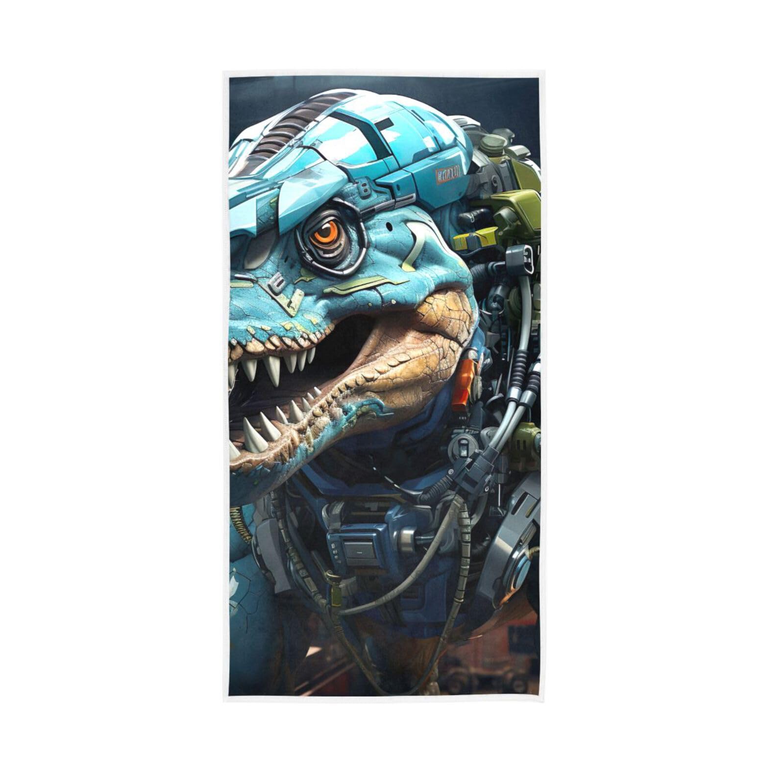 HUYGD Dinosaur Robot Future World Facial Towels, 15 x 30 Inches Soft Hand Towel Spa Towel Farmhouse Hand Towels