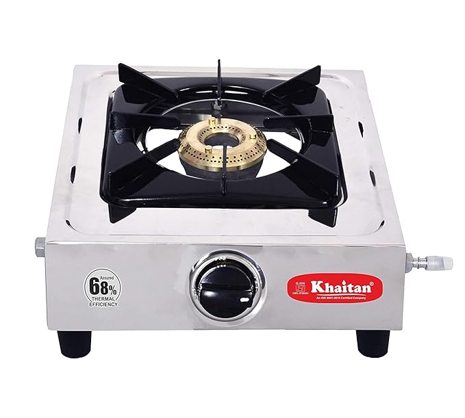 Khaitan 1 Burner Classic Stainless Steel Manual Gas Stove 1 Year