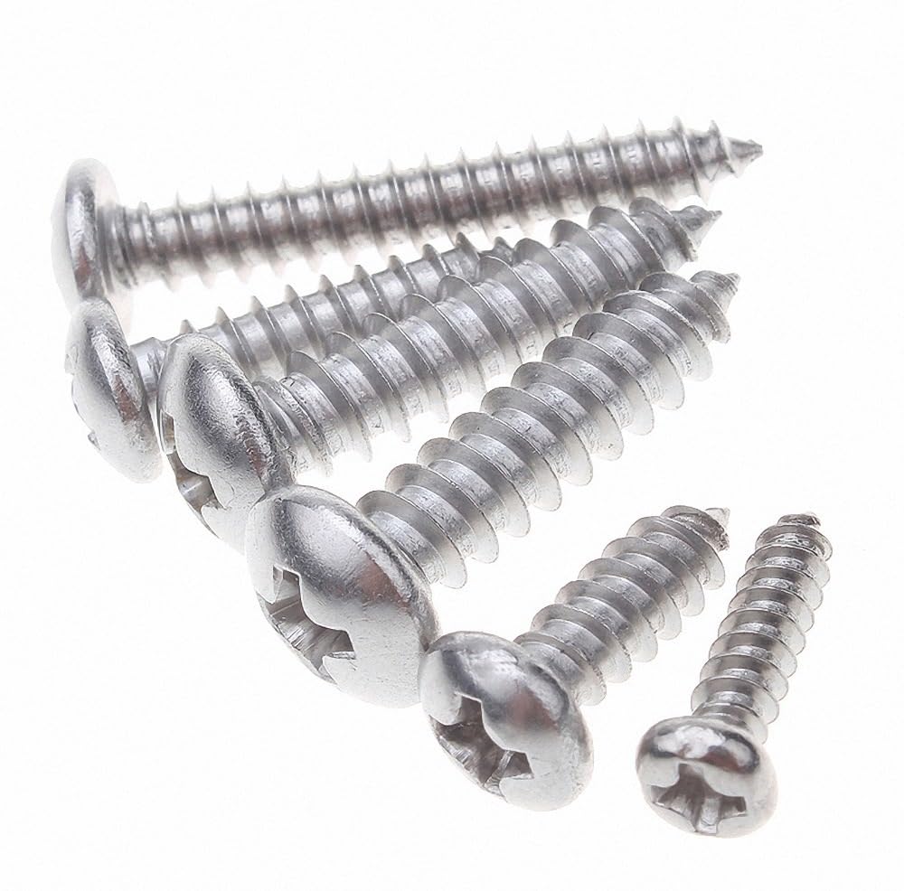 3Pcs M8 GB/T845 Pan Head Self Tapping Screws 304 Stainless Steel Sheet Metal Screws 16 20 25 30 35 40 45 50-100mm Sheetrock Drywall Screws Screw for Wood Furniture Gypsum Board(80mm)
