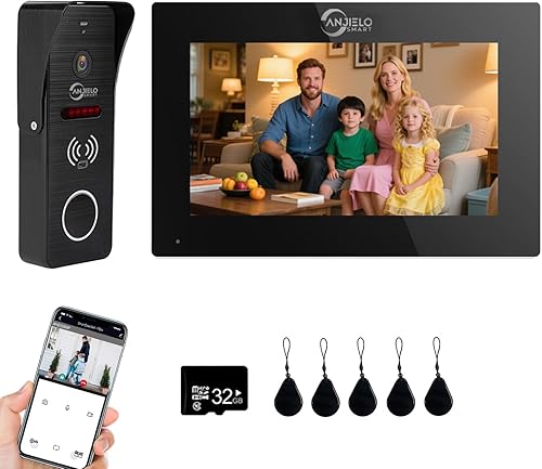 TUYA - Sistema de intercomunicación de timbre de video con cable, cámara HD 1080P, monitor de 7 pulgadas, cámara de puerta de entrada TUYA, WiFi,