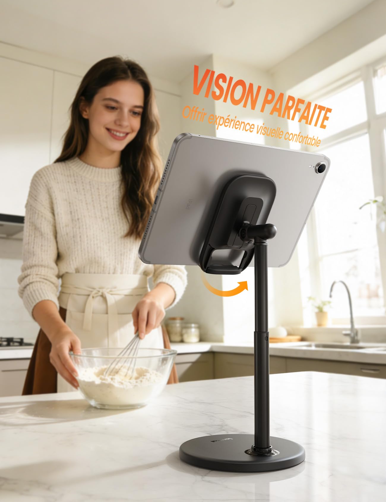 Lamicall Support Téléphone Bureau Réglable, Porte Téléphone avec Base Métallique Stable pour iPhone Android Smartphone Tablette