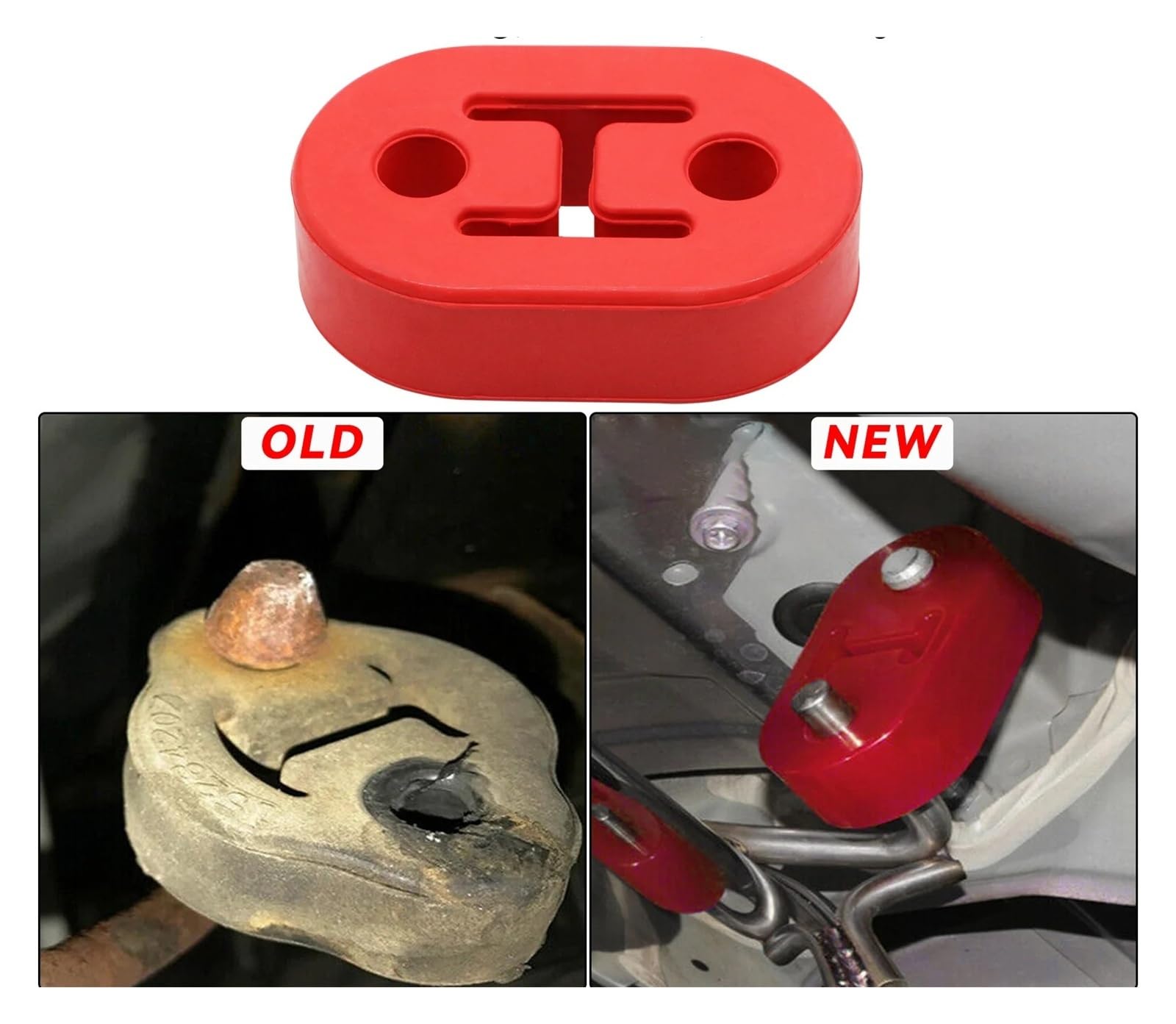 2-otworowy gumowy tłumik wydechowy, uchwyt montażowy rury wydechowej, wieszak, izolator, zamienny tłumik szt.(2 hole RED)