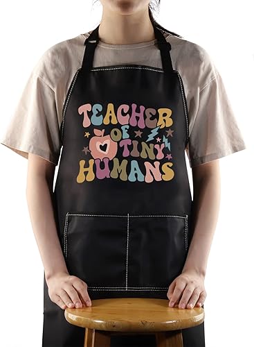 WZMPA Delantales ajustables para profesores de jardín de infantes, regalo de agradecimiento para profesores de seres humanos pequeños, delantal para