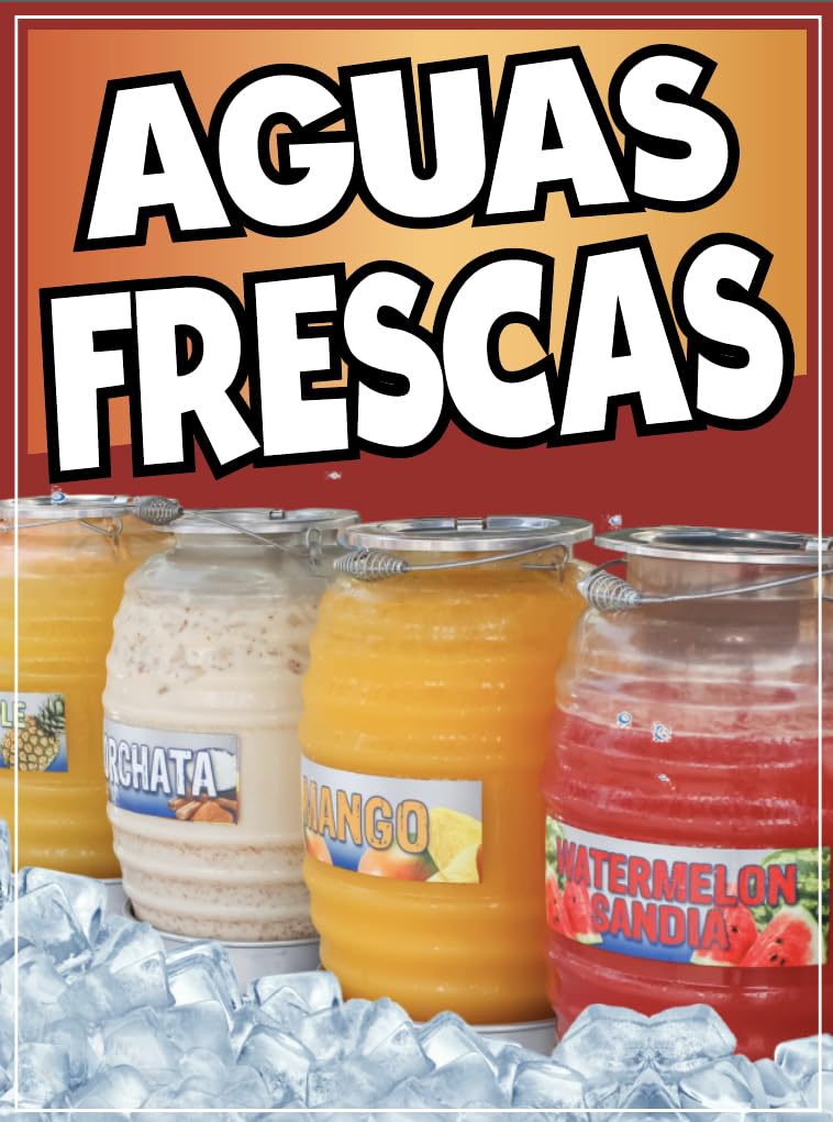 Aguas Frescas Decal Window Sticker Mexican Food Truck Concession Vinyl Restaurant Mexican Horchata (10" x 7")