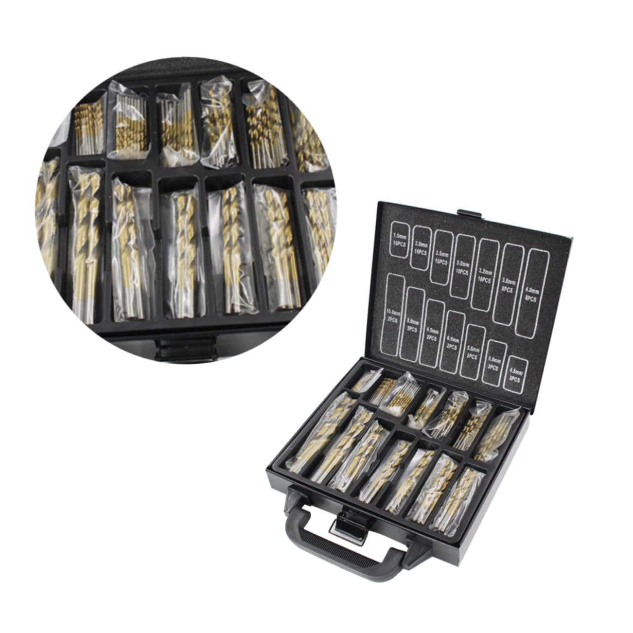 Homoyoyo Set Di Punte Da Trapano in Nitruro Di Titanio Essential Da 99 Pezzi Punta Brad Da 1 5-10 Mm Per Metallo Legno E Plastica Con Custodia Per Il Trasporto