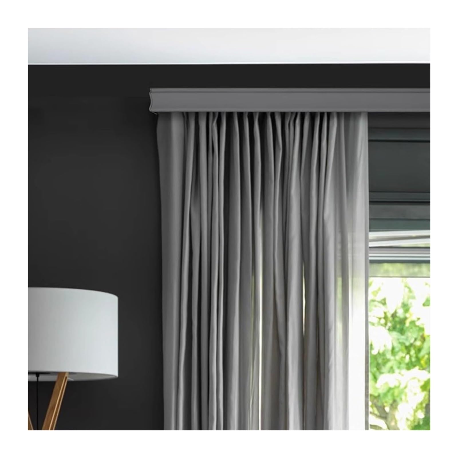Curtain Track Double Tracks, Aluminum Wall Mounted Double Curtain Track Multicolor 100-500cm(Grau,130cm (4.3ft))
