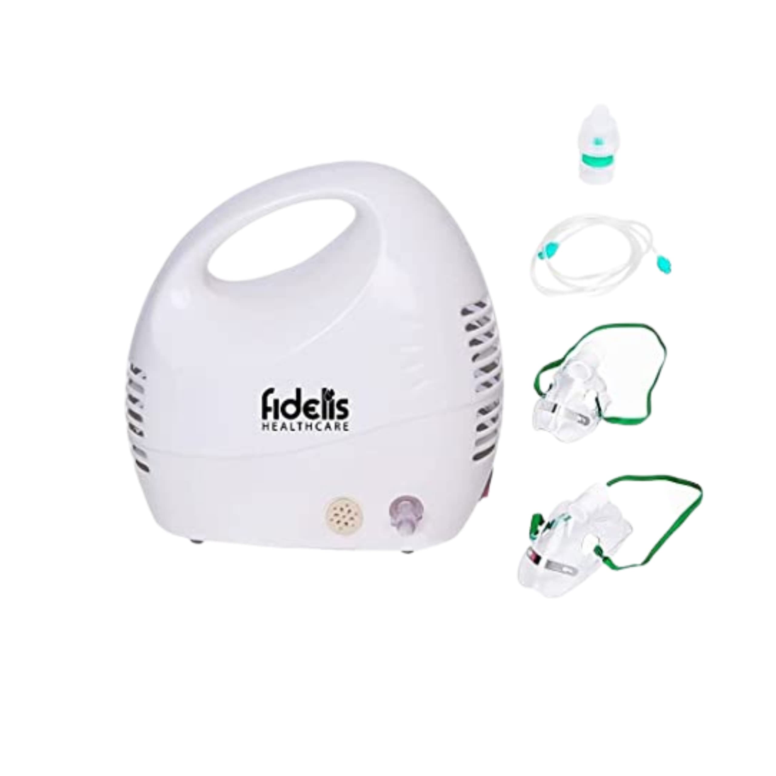Fidelis Healthcare Compressor Nebulizer Machine For Kids, Adults, Infants with Mask | Ultra Compact | Low Noise (White) (Mini Copper)