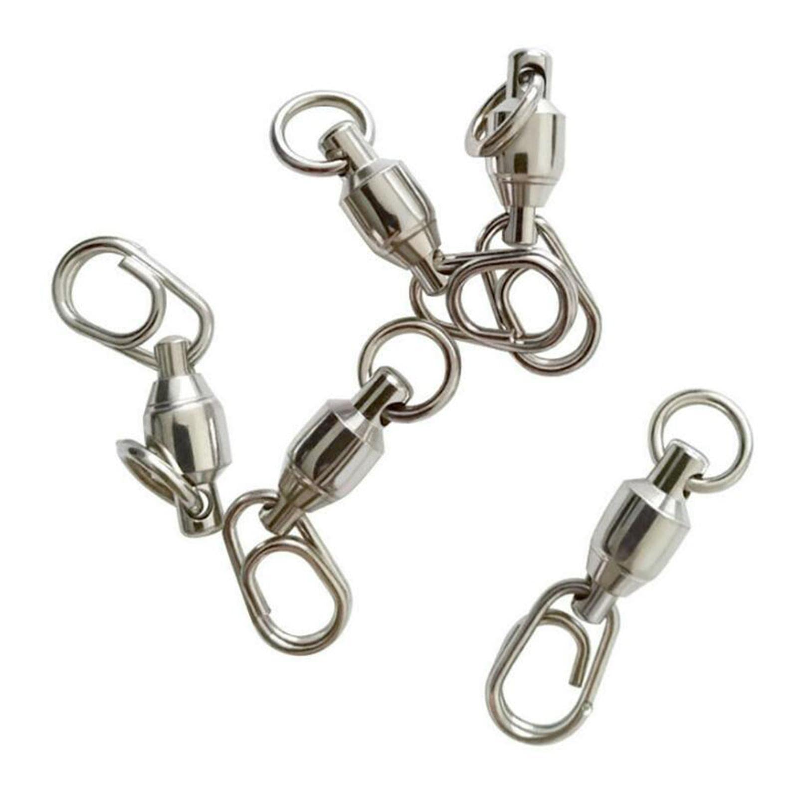 Lot de 10 émerillons de pêche à roulement à billes avec clip en acier inoxydable, connecteur Tackle 3, style 3