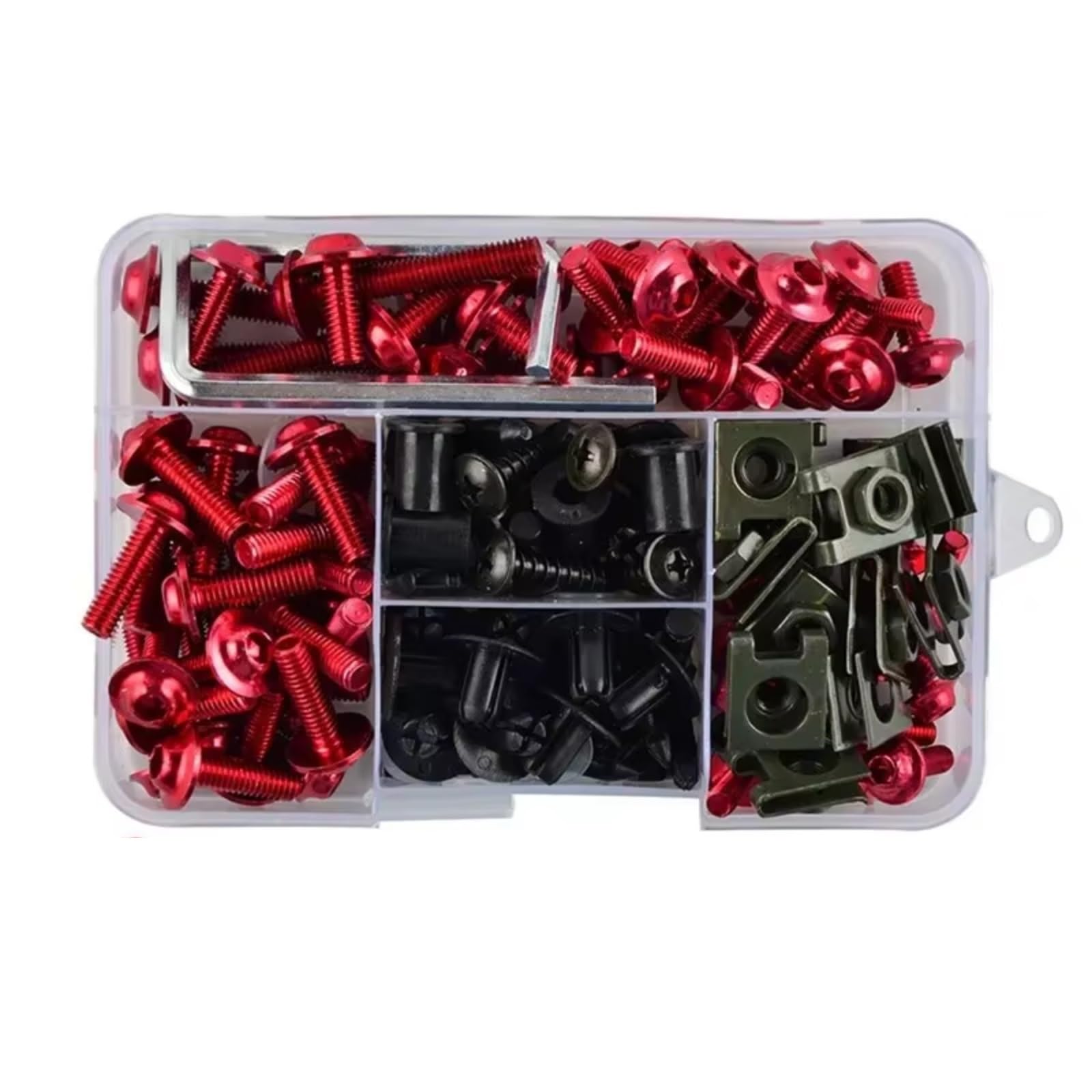 Motorrad Schrauben Kompatibel Mit Yamaha Für XJ6 Für Diversion Für XJ6N Für FZ6R Für FZR1000 Für FZR750R Für FZR600 Motorradverkleidungsschrauben Schrauben Mutter Clips Kit(Red)