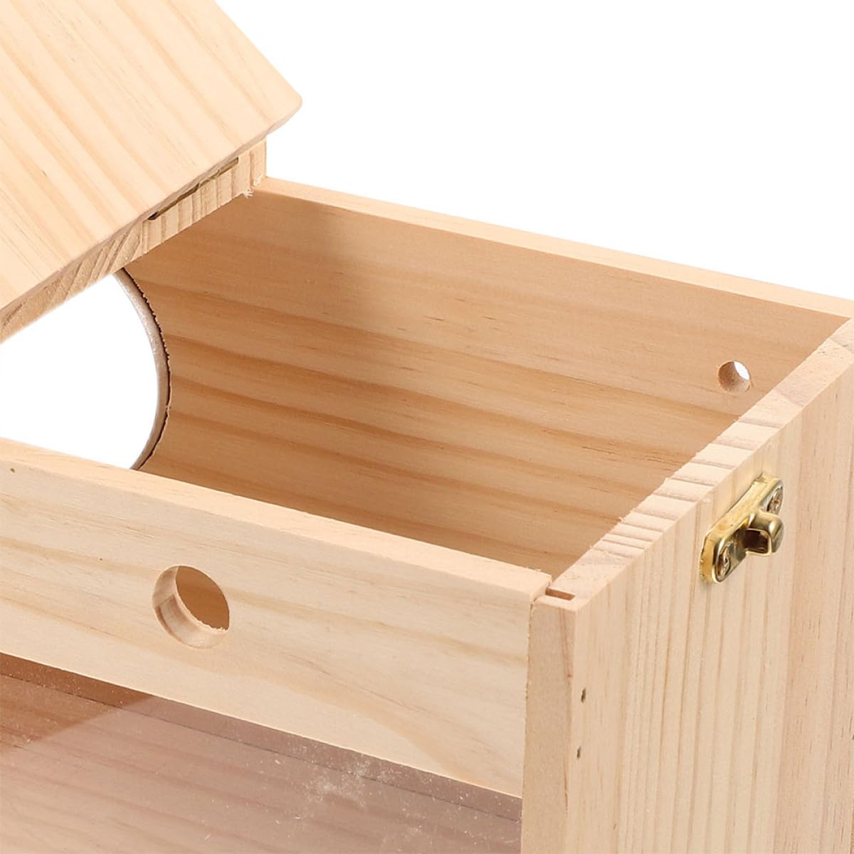 PRETYZOOM Caja Nido para Pájaros Transparente Grande, Madera Segura para Periquitos y Agapornis, Caja de Cría Interior y Exterior, Suministro para Aves, Nido Colgante Práctico y Fácil
