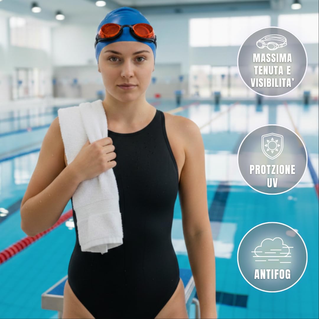 Okeo Occhialini Nuoto Piscina SWEDISH SCORPION Color Uomo Donna, Occhialini Nuoto Senza Guarnizione Antifog per Allenamento e Gara