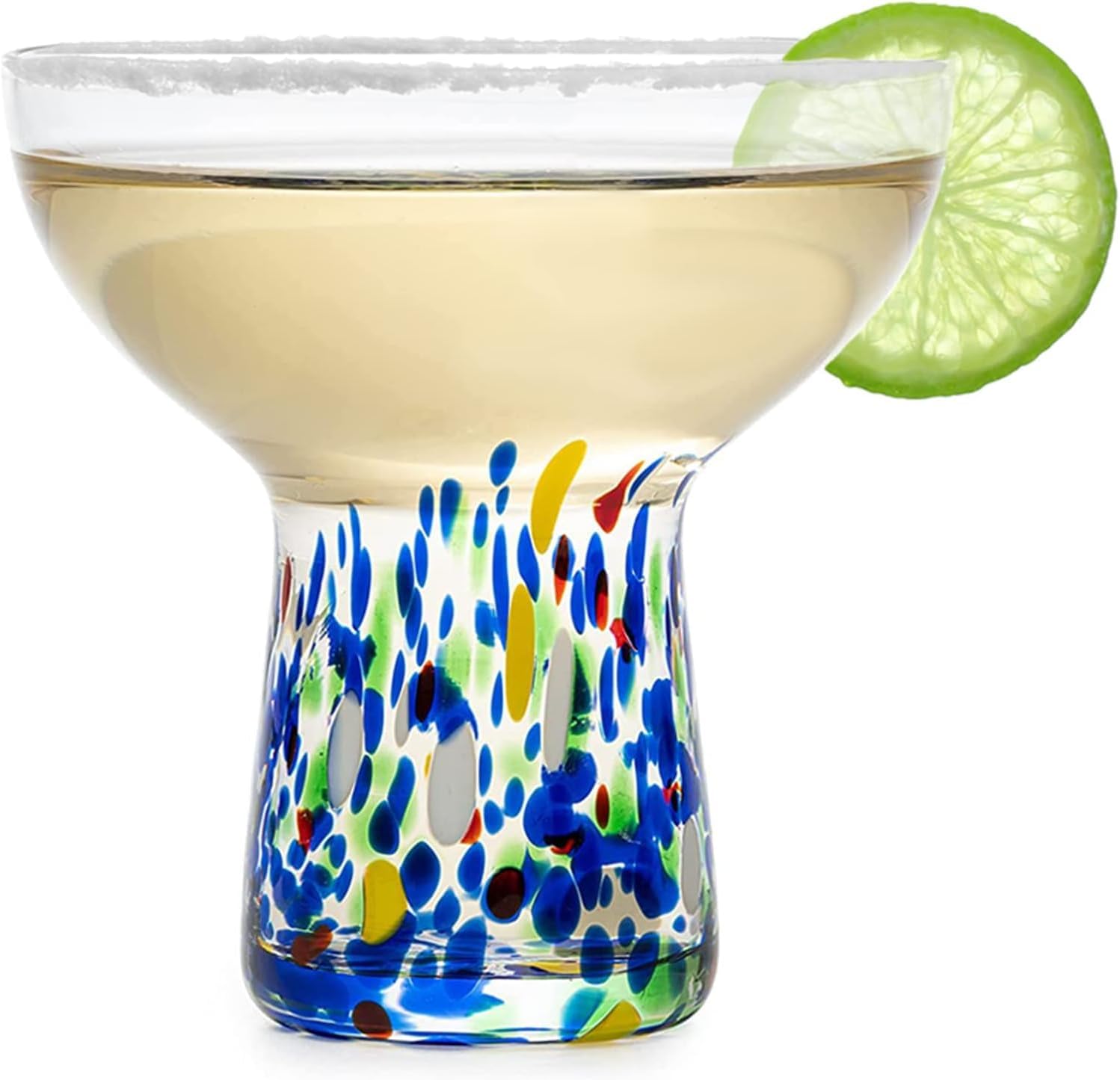 Large Stemless Margarita Glasses – Set of 2-14oz Luxury Hand Blown Confetti Margaritas, Martini, Cocktails, Water, Wine, Dessert & Champagne Glasses Cinco de Mayo, Hand Blown - Mexican Confetti Glass - Image 7