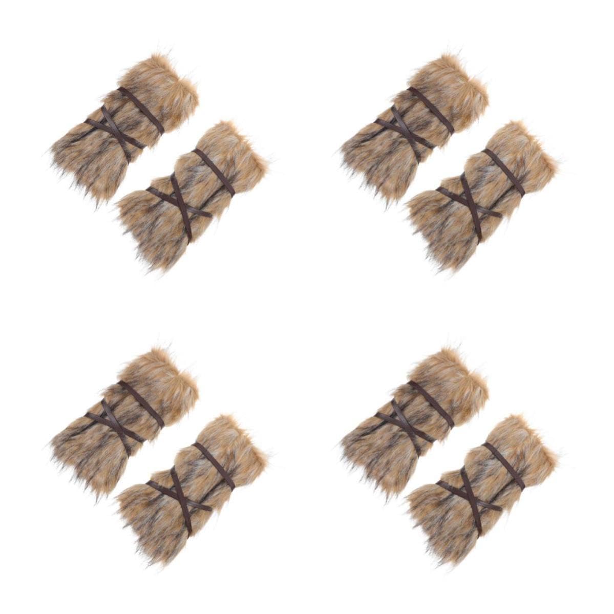 Healeved 4 Paires Brassards Vikings en Fourrure, Style Rétro, Polyester,