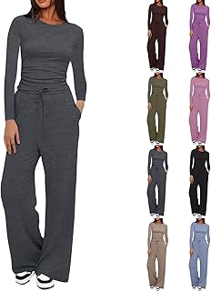 Two Piece Sets for Women Tracksuit Full Set Long Sleeve Tops Drawstring ...