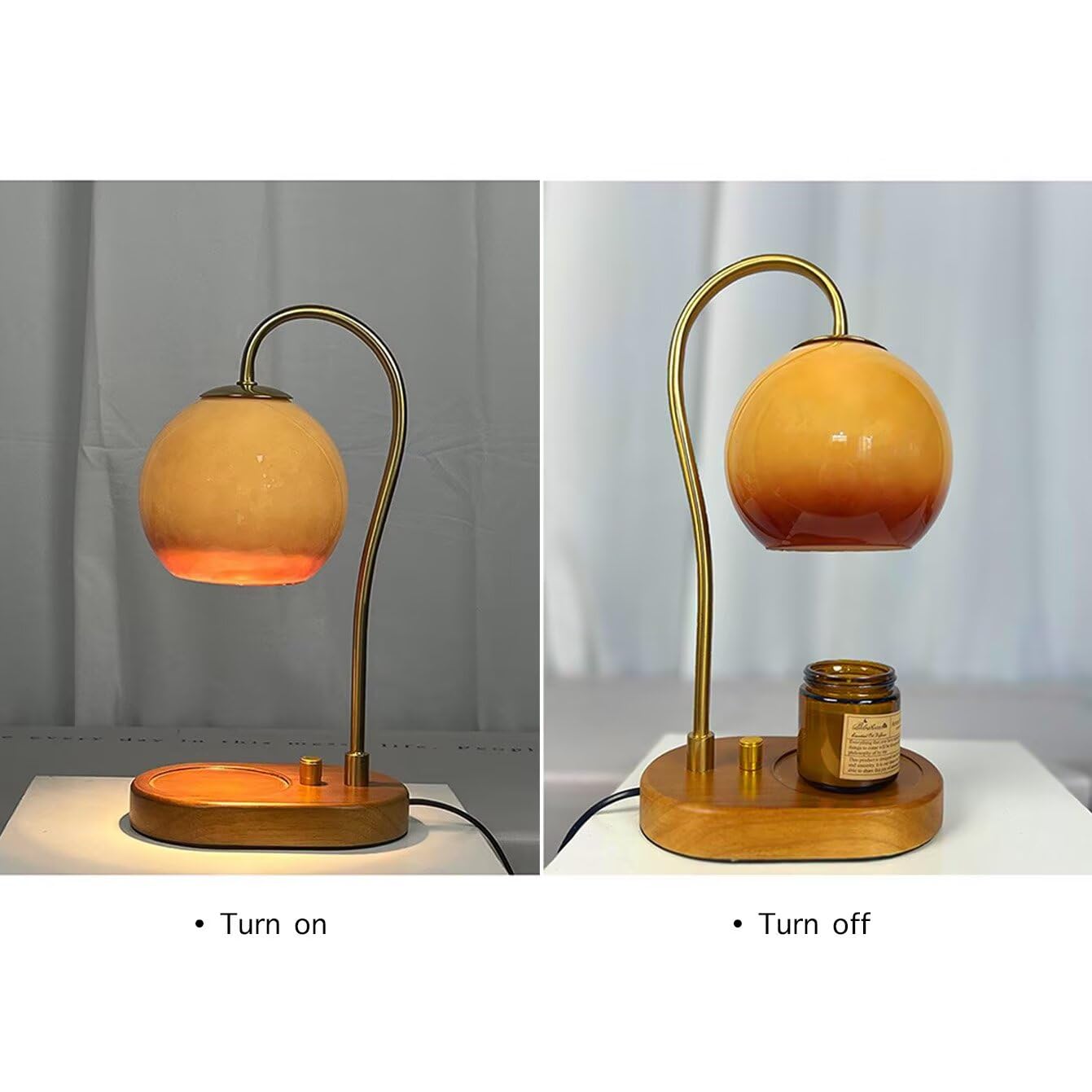 Lampa do aromaterapii w stylu retro, retro, gradientowa, pomarańczowa, szklana, abażur, lampa do sypialni, dekoracja domu, atmosfera, bez ognia, aromatyczna lampa stołowa