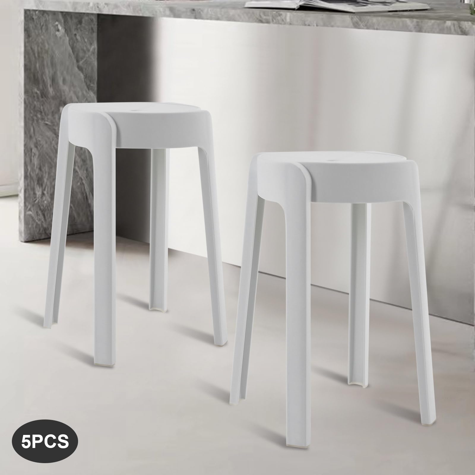 FALUSHAN 5PCS Plastic Stackable Stools,18
