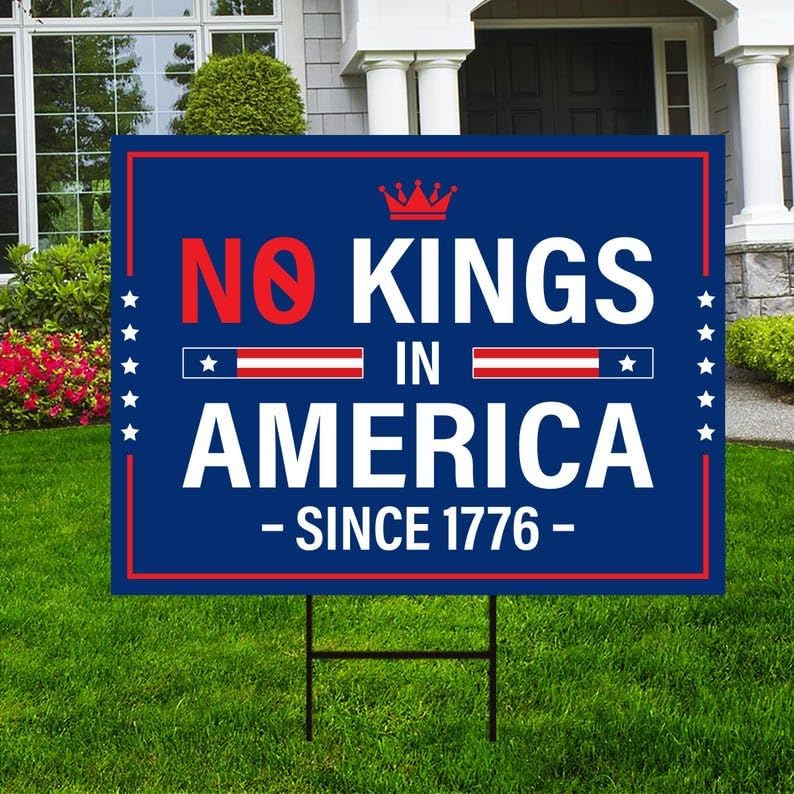 No Kings In America Yard Sign - Resist Hate Lawn Sign, Anti-Trump Sign, Resist Racism, Resist Fascism Yard Sign with Metal H-Stake, VP15319 (Multicolor, 24" x 18", Double Sided)