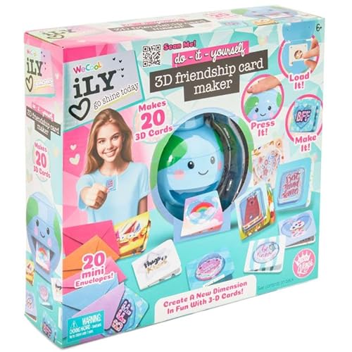 FAHAAM 3D Friendship Card Maker Kit for Kids, Maker 20 x Created 3D Cards, 20 x Mini Envelopes, 20 x 3D Blisters, 150 x Gems, Kids Toys, Children Card Gift Toys for Girls and Boys. (30.5 x 28 x 8.5cm)