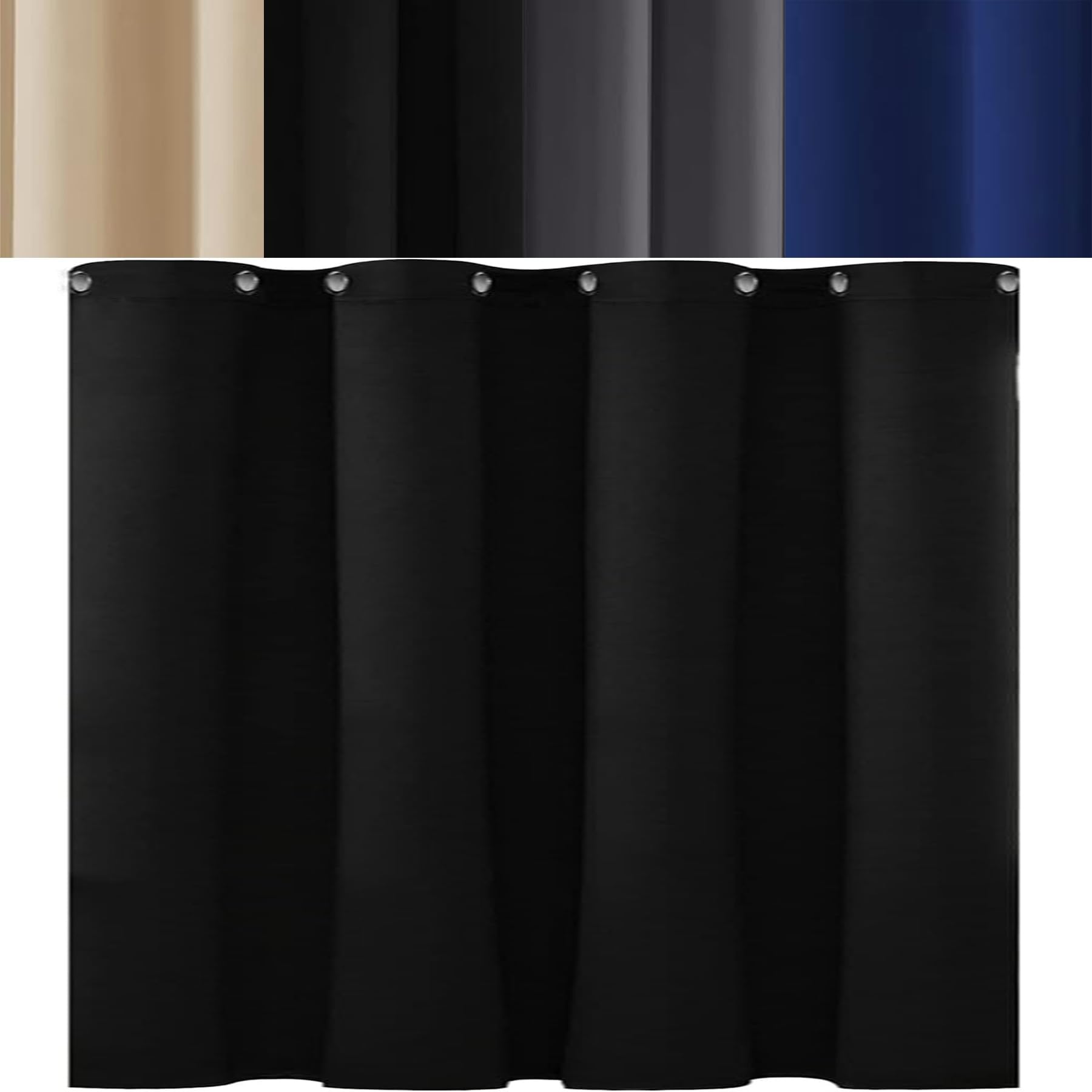 Verdunklungsvorhänge mit Ösen, 70 x 170 cm Schöner Weicher, Sichtschutz Vorhänge Kälteschutz Gardinen Wohnzimmer, Raumteiler Waschbar Größe Und Farbe Wählbar, Schwarz