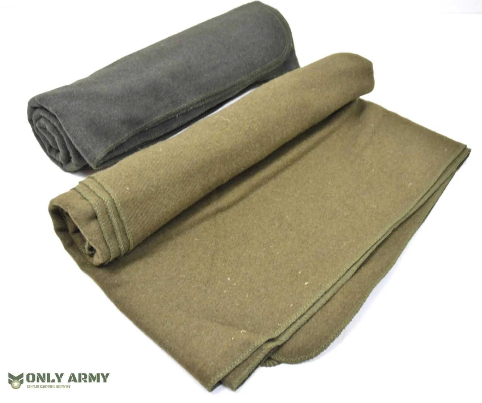 Only - Manta de lana militar, 75 % lana, 200 x 155 cm, color verde y caqui, manta resistente para camping, supervivencia o uso de emergencia, manta cálida, accesorio para sofá cama (caqui)