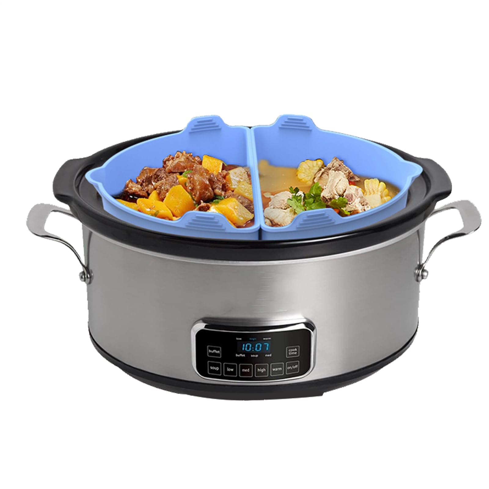 Slow Cooker Divider Insert Oval Shape Dishwasher Safe - Reusable Silicone Slow Cooker Divider for Vegetable Soup Chicken